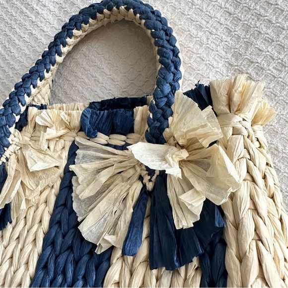 Vince Camuto‎ • Emei Woven Paper Satchel in Charcoal Blue - Picture 2 of 7